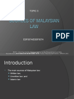 ESSF Topic 3 - Sources of Malaysian Law