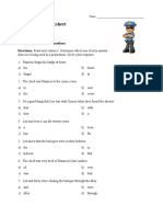 Prepositions Worksheet Reading Level 01