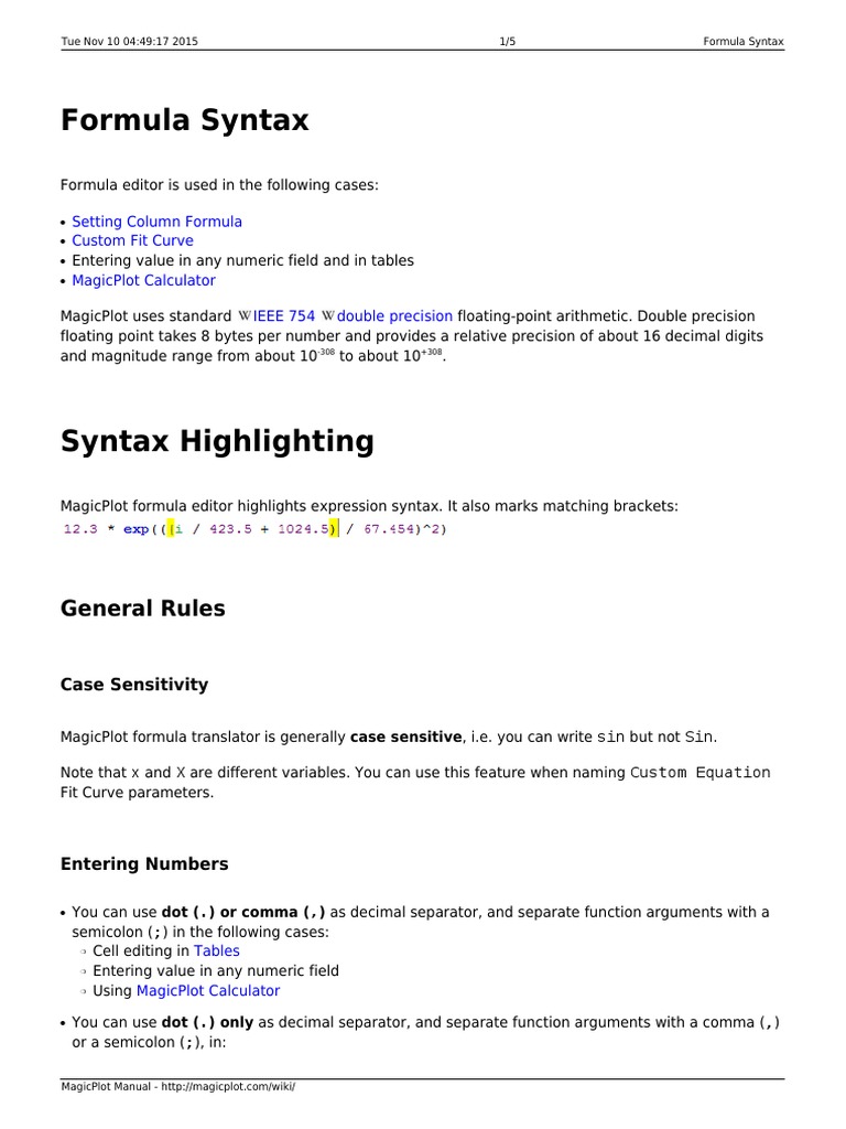 Formula Syntax PDF Pi Sine