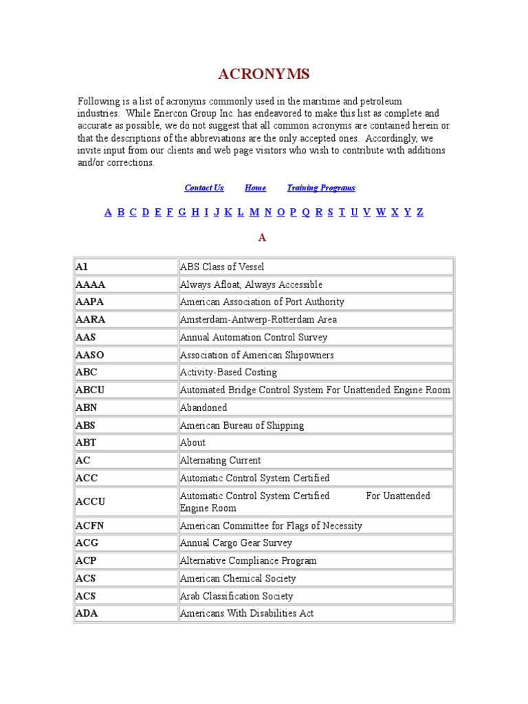Acronyms A B C D E F G H I J K L M N O P Q R S T U V W X Y Z