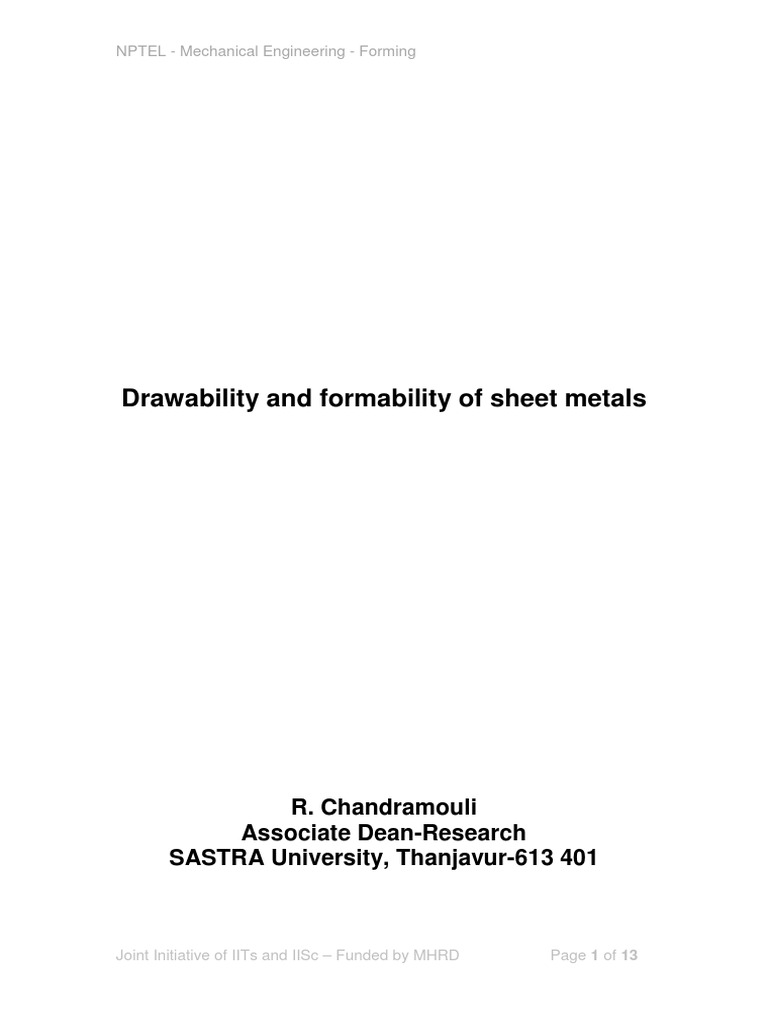 Drawability and Formability of Metals | PDF | Anisotropy | Chemistry