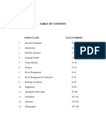 Insurance Report Table of Contents
