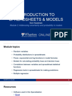 Module 2 Introduction to Spreadsheets Models