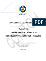 Bahan Pengajaran Bertulis: Guest Service Operation C01: Reception Activities Handling