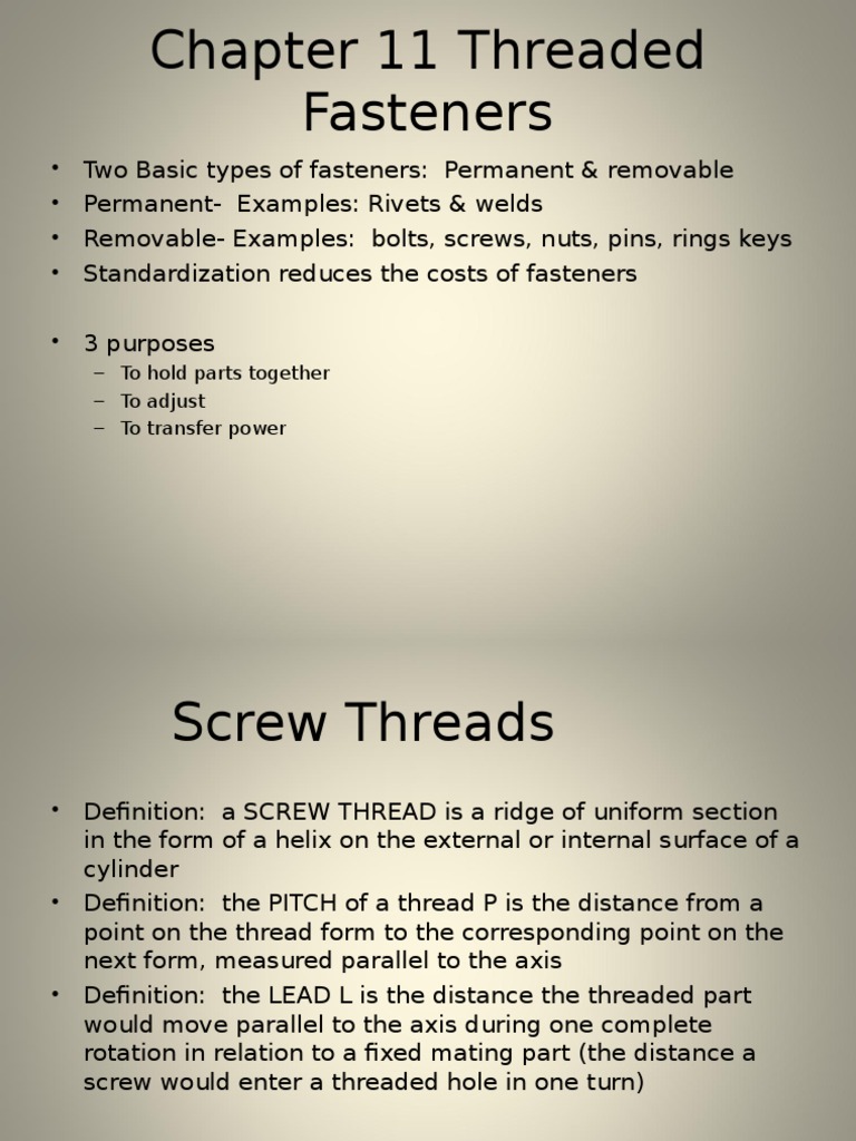 Understanding Threaded Fasteners | PDF