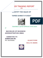 Summer Training Report: Identify The Sales of "Shree Sanmati Hyundai''