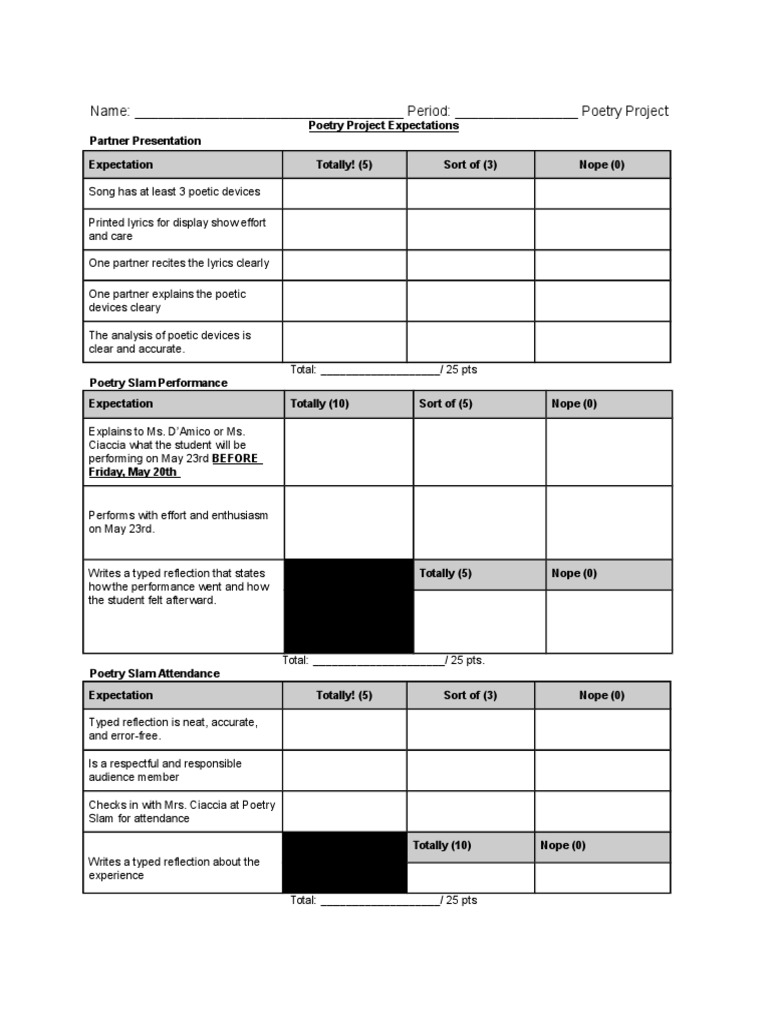 Poetryprojectexpectations | PDF