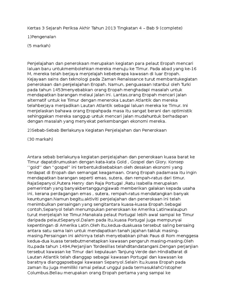 Kertas 3 Sejarah Periksa Akhir Tahun 2013 Tingkatan 4 Pdf