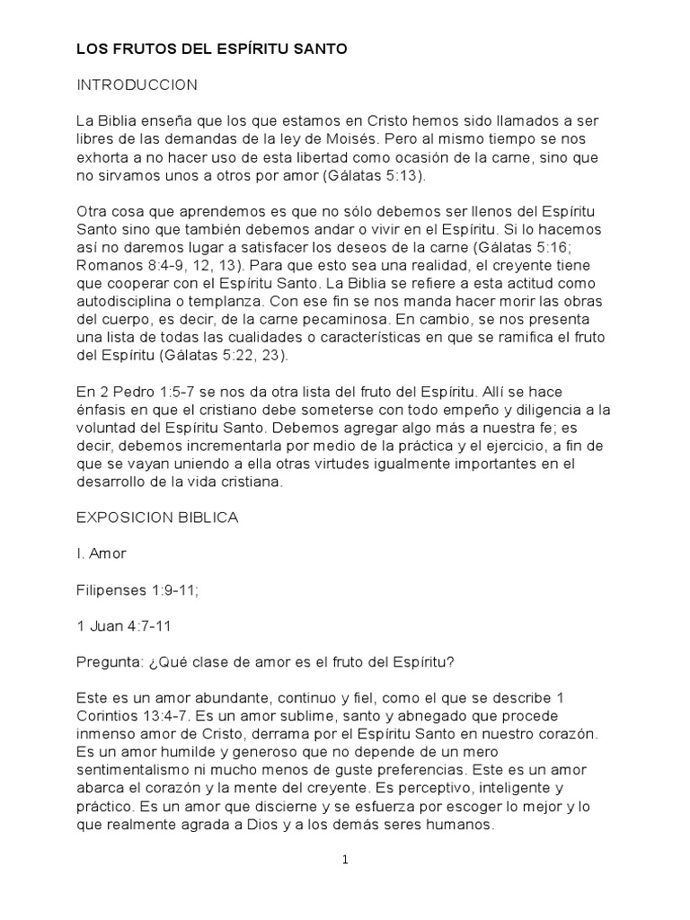 Frutos del Espíritu Santo en el Creyente | PDF | Amor | Cristo (título)