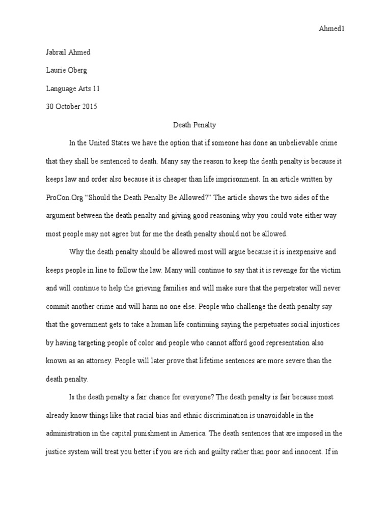 Death Penalty Violate The 8th Amendment Essay