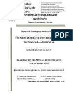 Universidad Tecnológica de Querétaro: Elaboración del Manual de Técnicas en Aguas Residuales