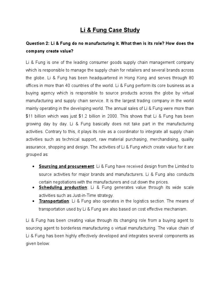 Case Analysis Supply Chain Supply Chain Management