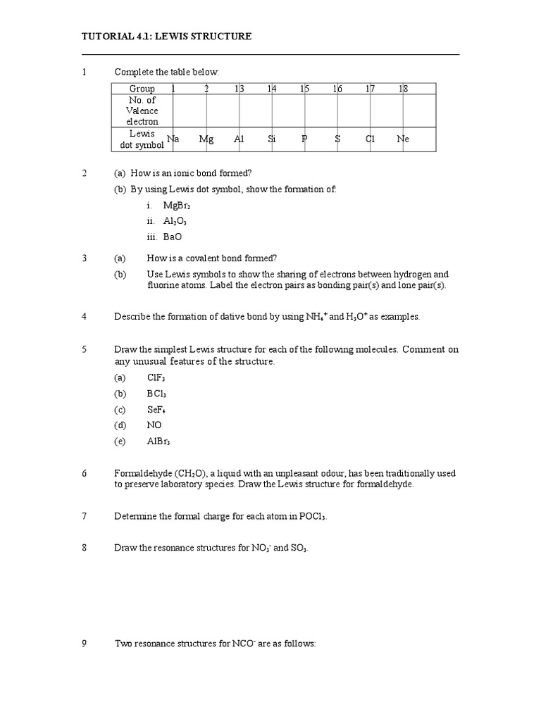 Lewis Structure Tutorial Guide | PDF | Chemical Bond | Covalent Bond