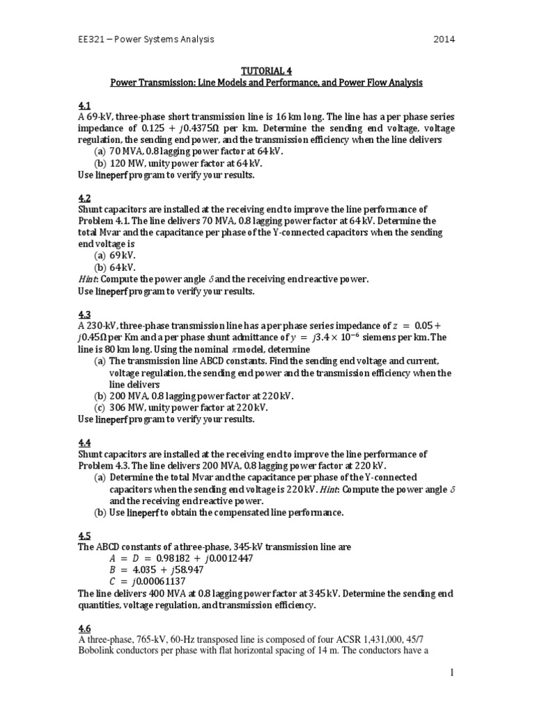 Tutorial 4 Transmission Line Parameters Pdf Electric Power