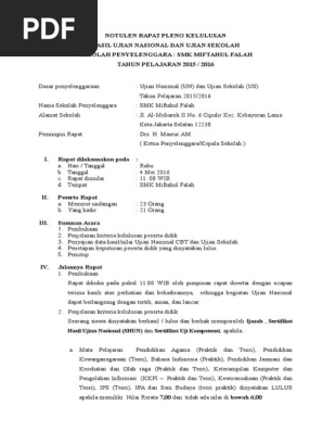 Notulen Rapat Kelulusan Smk Mifa 2016 Ok
