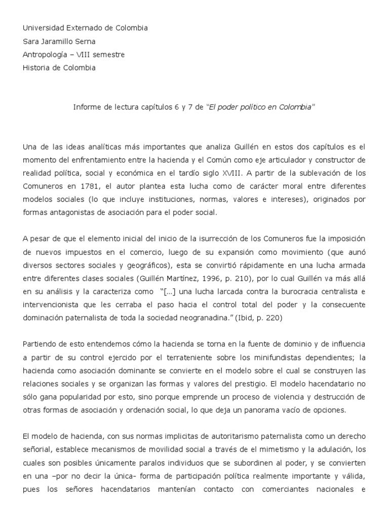 El Poder Político en Colombia | PDF | Sociedad | Colombia