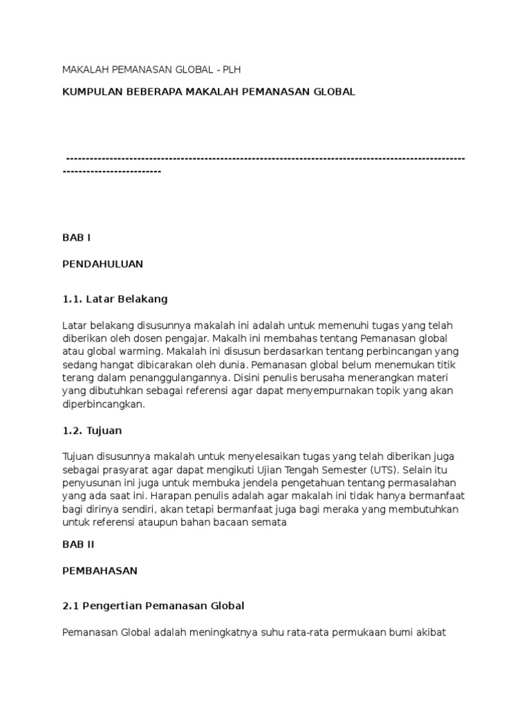 Contoh Kata Pengantar Makalah Fisika Pemanasan Global Dikdasmen