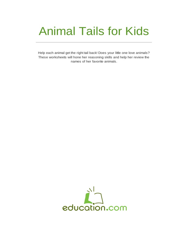 Animal Tail Matching Worksheets for Kids | PDF