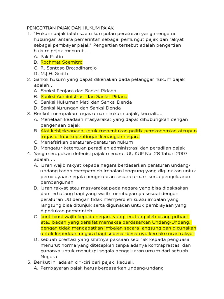 Contoh Kuis Tentang Pajak Tanya Jawab - Online Class