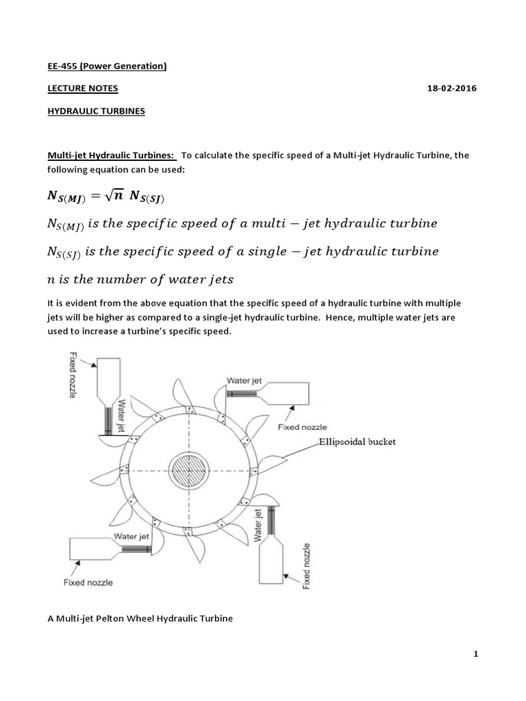 Hydraulic Turbines (Lecture 2.1) PDF