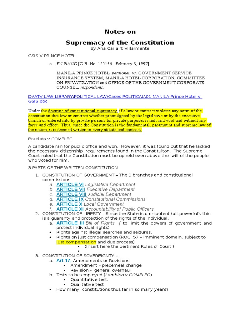 Constitutional Supremacy Explained | PDF | United States Constitution ...