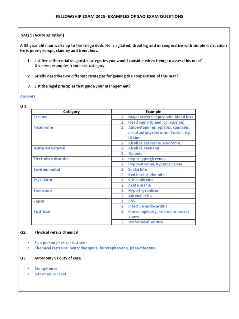 SAQ Examples New Exam Format SAQ SCv2 Childbirth Clinical Medicine
