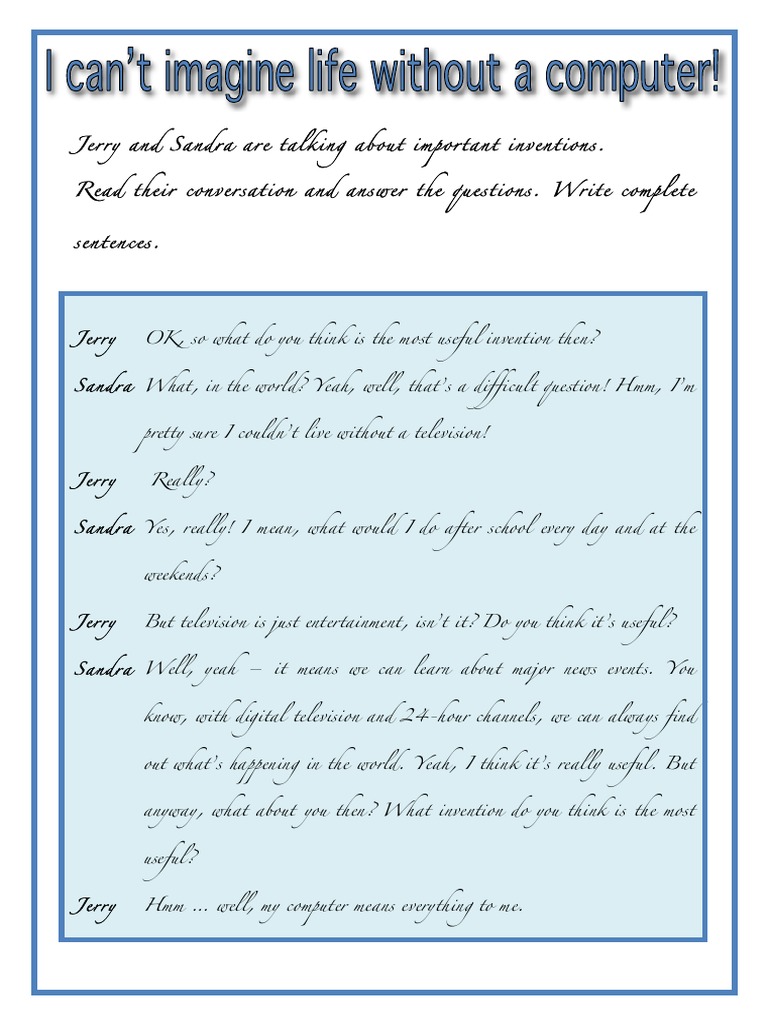 Life Without a Computer Discussion | PDF | Social Science | Language ...