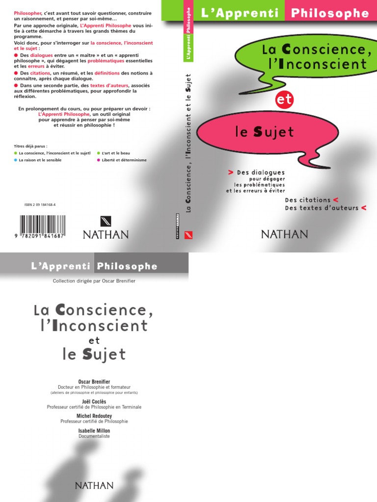 La Conscience L Inconscient Et Le Sujet Pdf Conscience Raison
