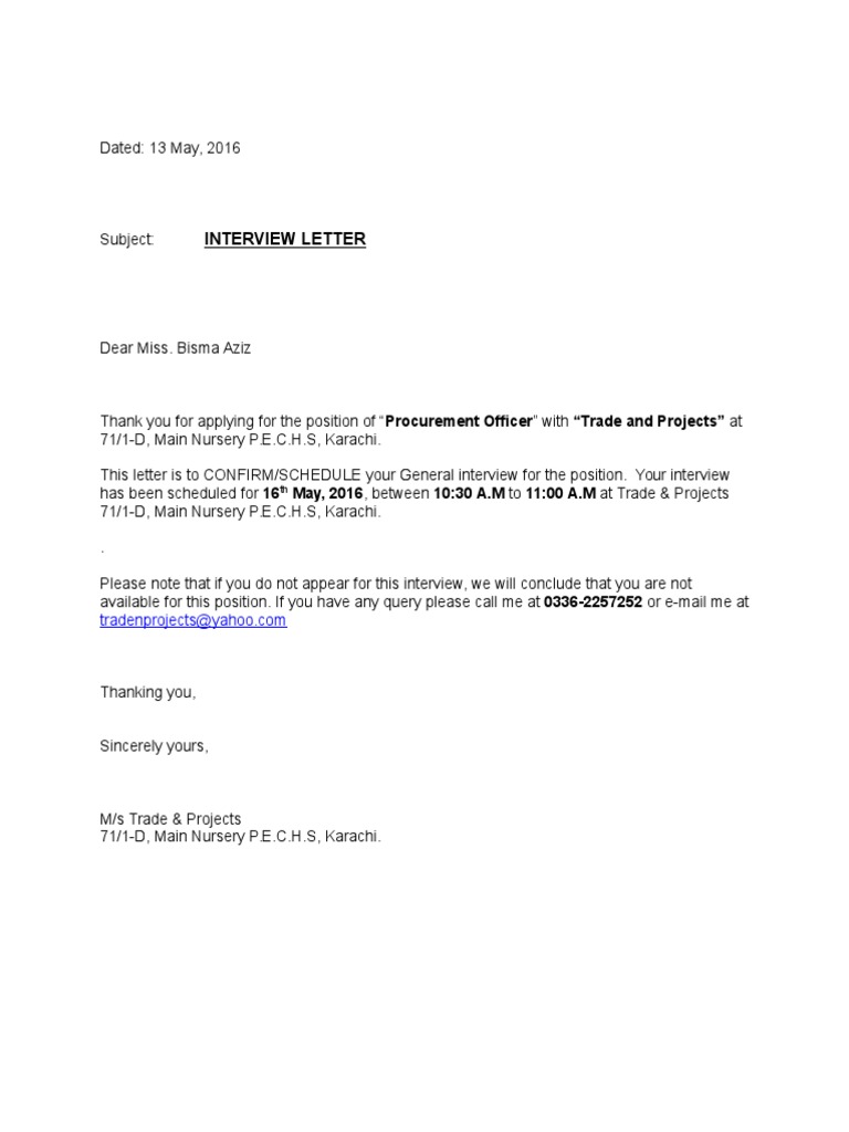 interview-request-letter-template