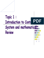 Topic 1: Introduction To Control System and Mathematical Review
