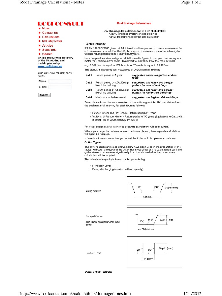Roof Drainage Calculation PDF Drainage Basin Roof