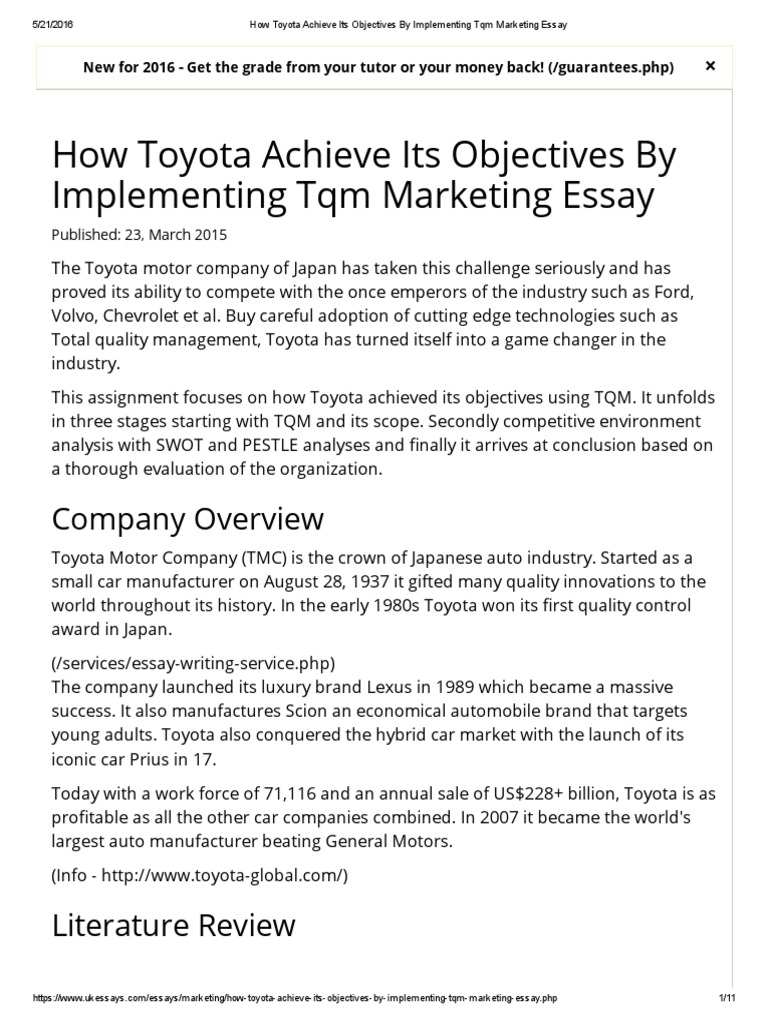 Assignment on toyota company image
