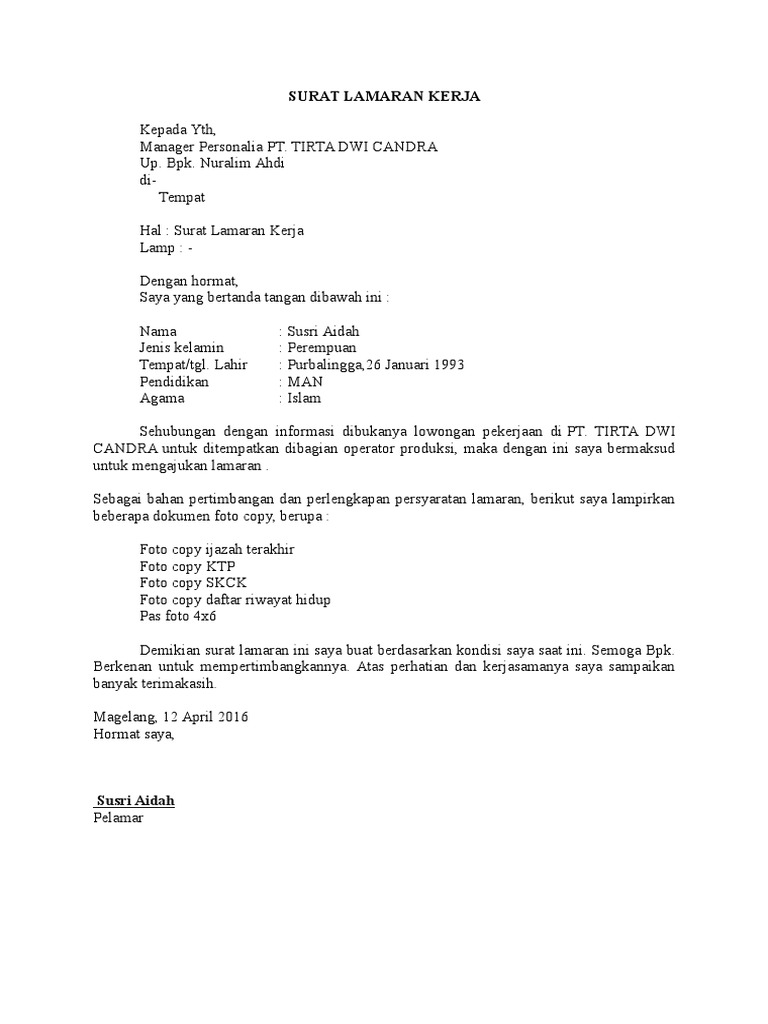 Download 68+ Contoh Surat Surat Lamaran Kerja Tamatan Sma Terbaru Gratis