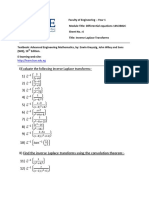 1) 2) 3) 4) 5) 6) 7) 8) 9) 10) II) Find The Inverse Laplace Transforms Using The Convolution Theorem:-11) 12)