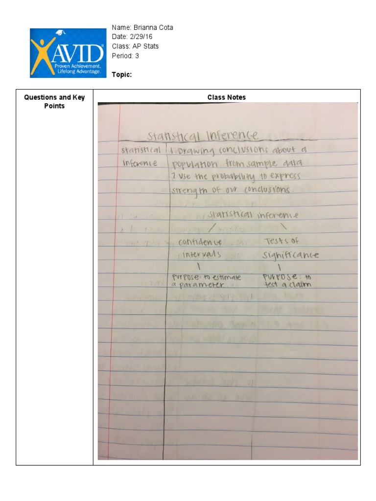 AP Stats: Statistical Inference Notes | PDF
