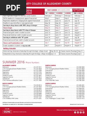 CCAC SUMMER 2016 Academic Calendar | PDF | Student Financial Aid In The  United States | Education Economics