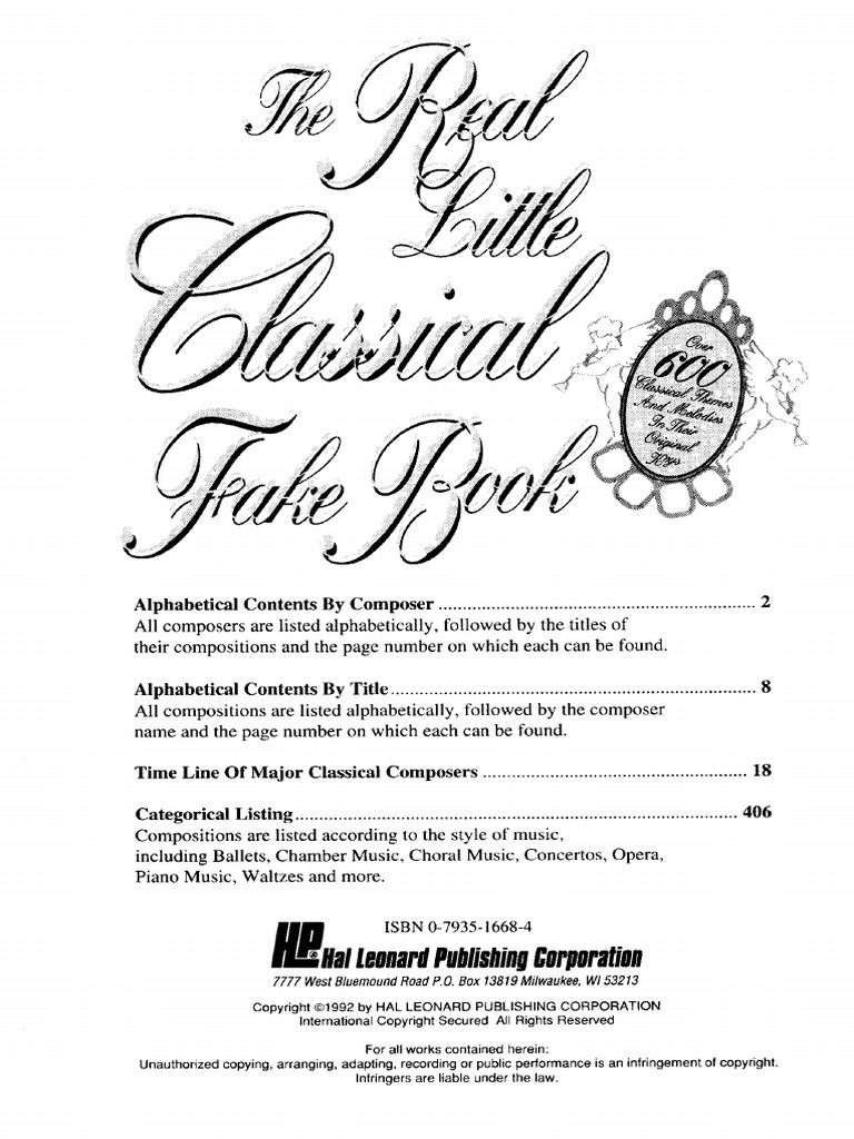 The Real Little Classical Fake Book PDF
