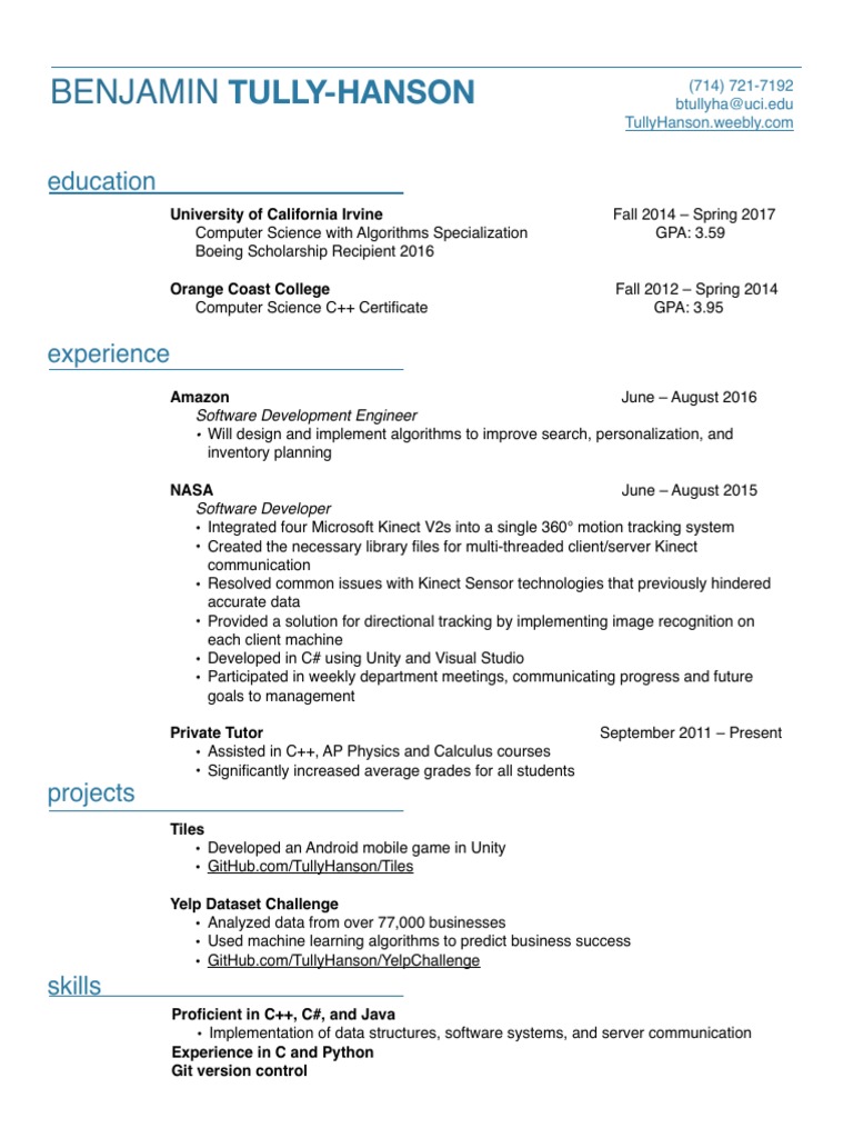 Software Developer Resume: C++, Java, Python | PDF | Art | Computers