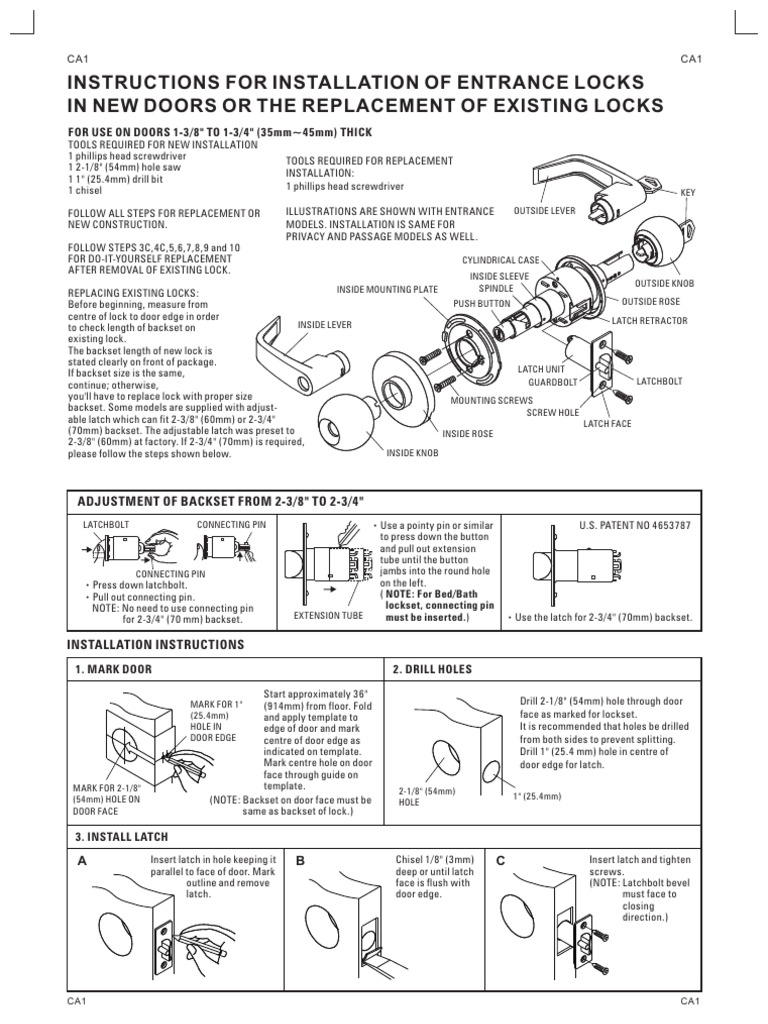 Installation Instructions For EZSET 100 Residential Series PDF Door