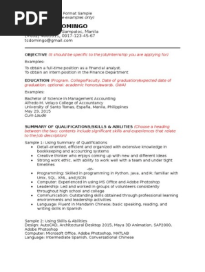 Thomasian Resume Format