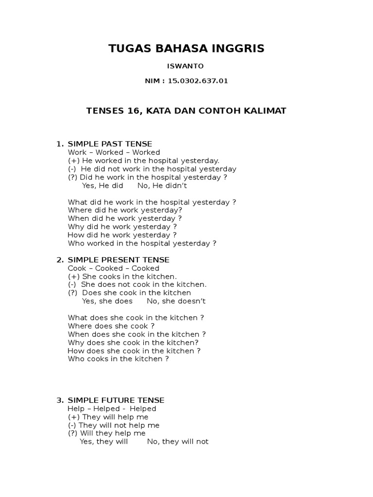 Tugas Bahasa Inggris Tenses 16 Grammatical Tense Perfect Grammar