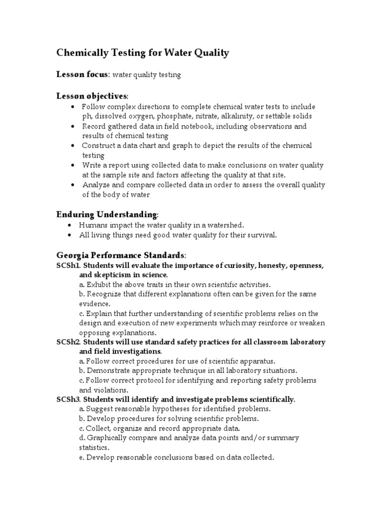 Chemical Testing PDF Water Quality Environmental Science