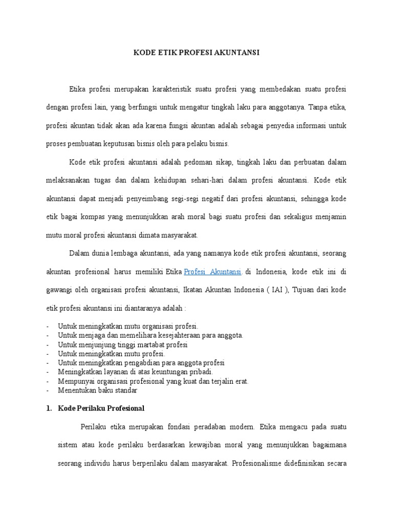 Kode Etik Profesi Akuntansi