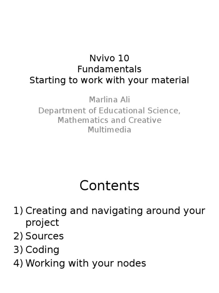 Nvivo 10: Project Setup and Coding Guide | PDF | Graphical User ...