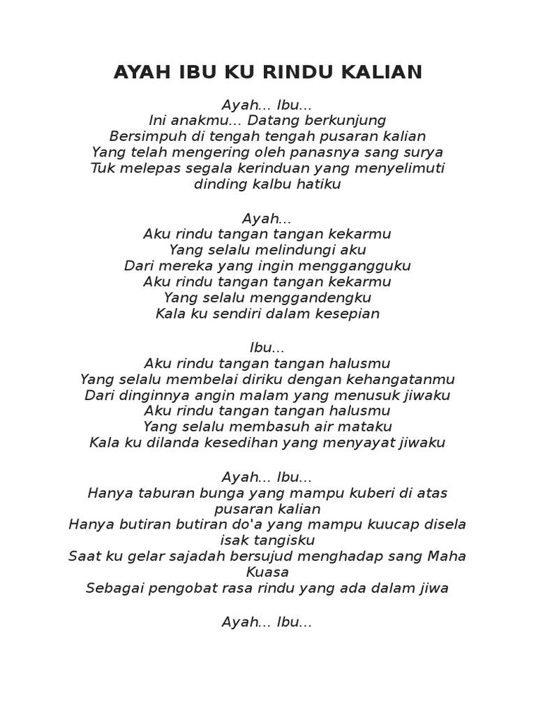 Ayah Ibu Ku Rindu Kalian Pdf