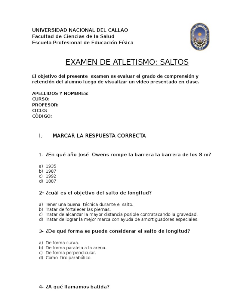 Examen de Atletismo Concurso hípico Deportes
