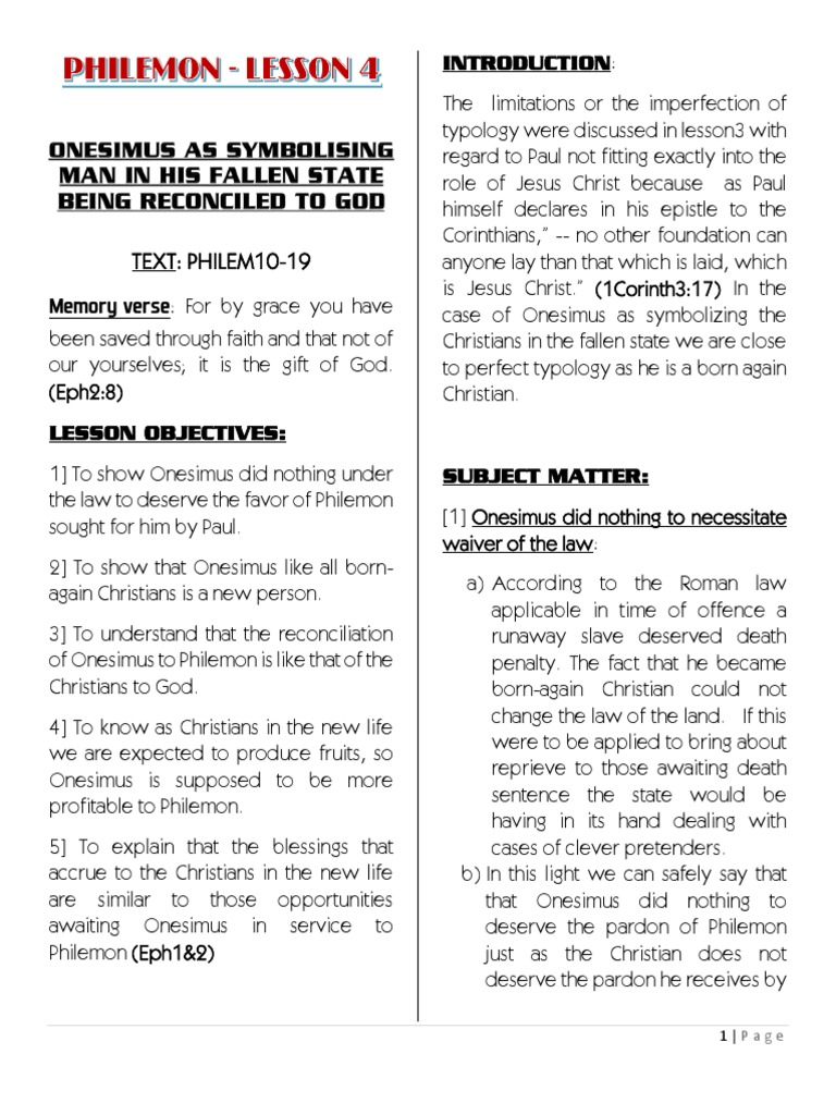 Philemon Chapter 4 PDF Epistle To Philemon Theology