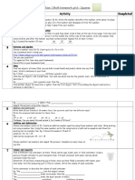 Week Activity Completed 1: Year 1 Math Homework Grid - Squares