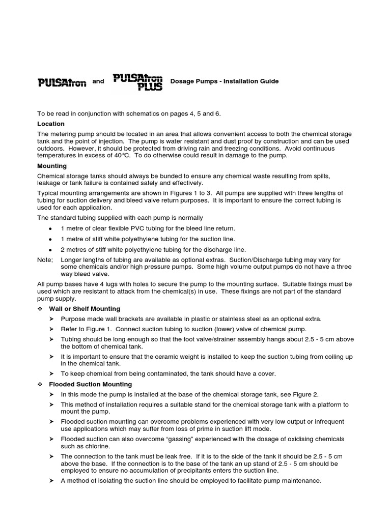 Dosing Pump Installation Guide | PDF