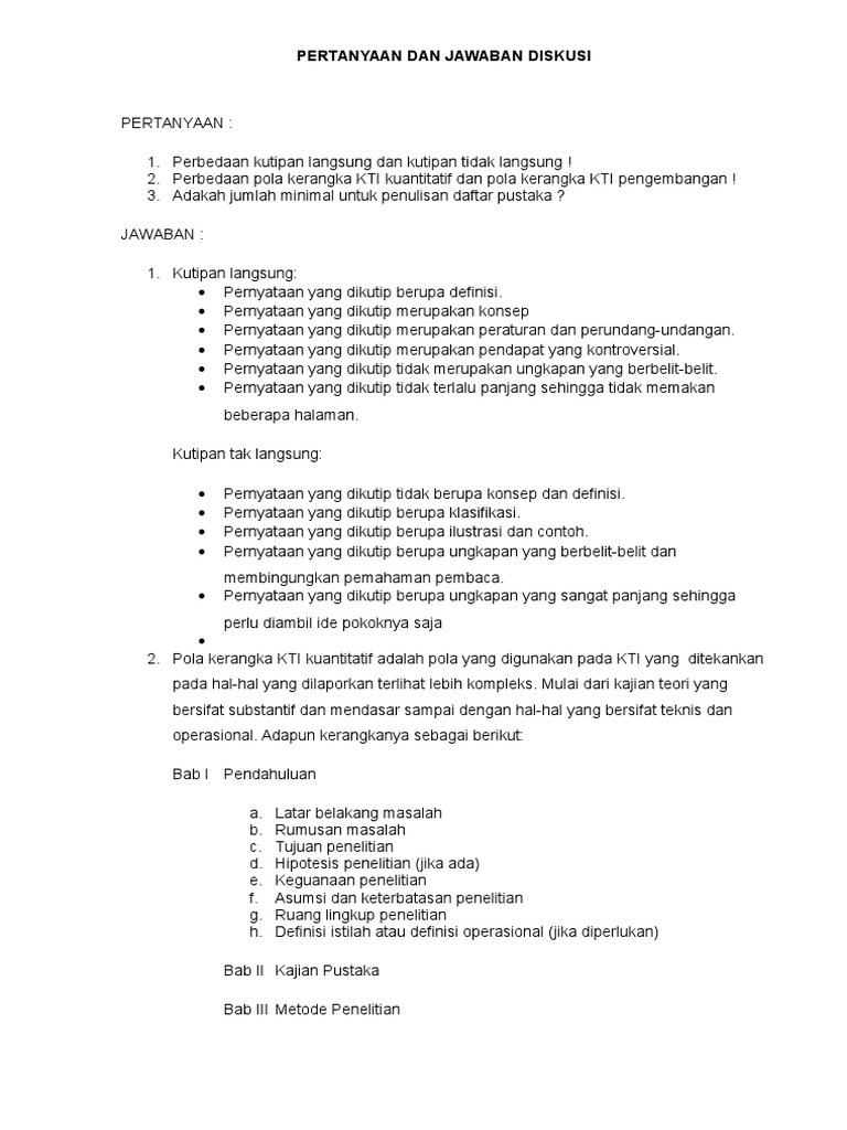 Pertanyaan Dan Jawaban Diskusi Kelompok 2 Doc